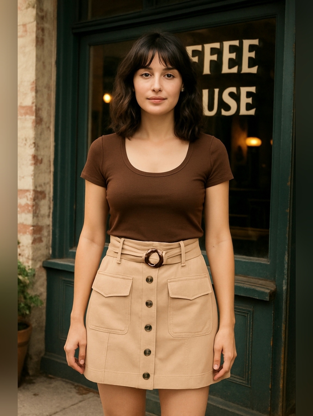 Banana Republic Beige Button-Front Paperbag Mini Skirt Belted NWT Utility Cargo